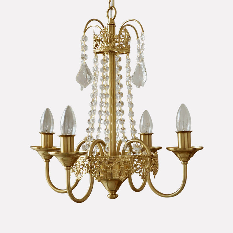 Candle Suspended Lighting Fixture American Style 5-Head Hanging Pendant Lights for Living Room