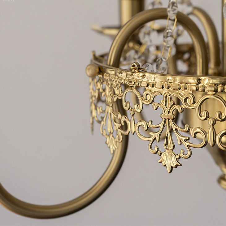 Candle Suspended Lighting Fixture American Style 5-Head Hanging Pendant Lights for Living Room