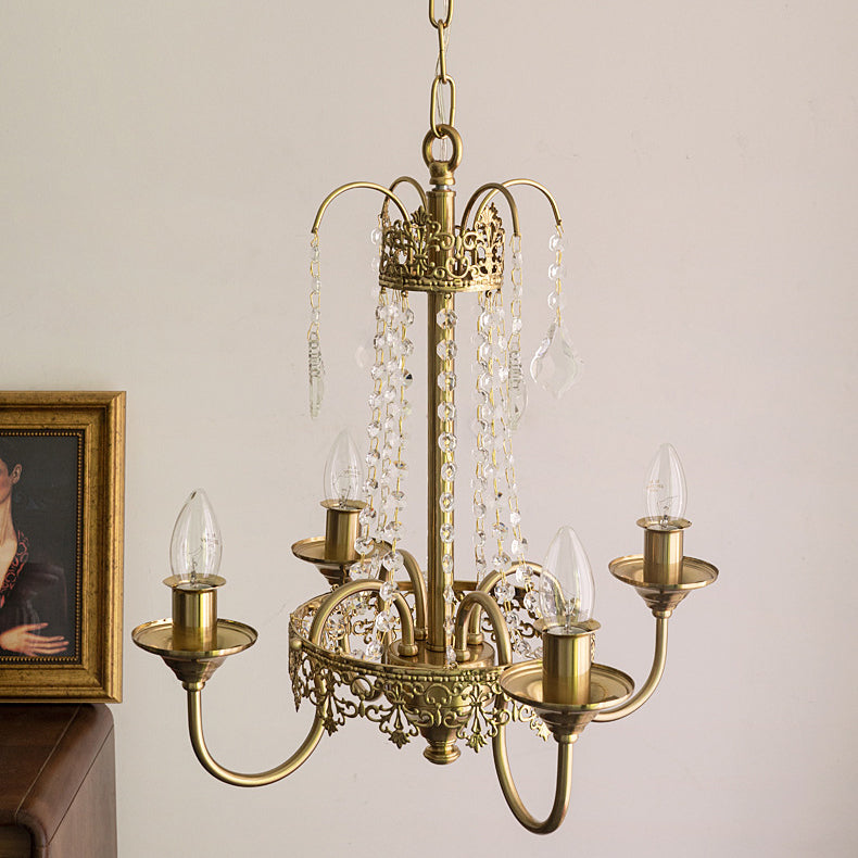 Candle Suspended Lighting Fixture American Style 5-Head Hanging Pendant Lights for Living Room