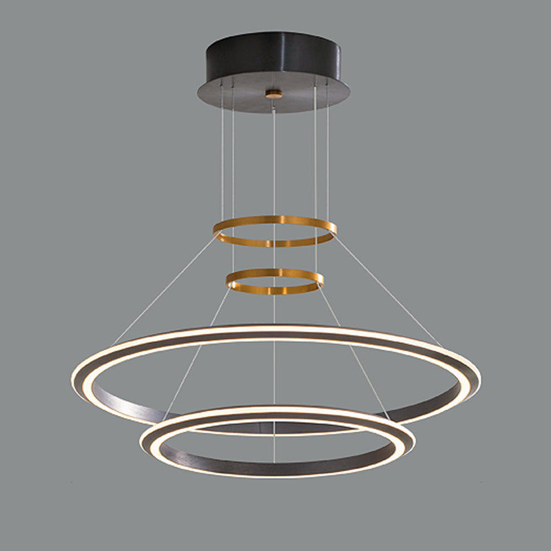 Modern Aluminum Chandelier Multi-Layer Circle 2 Lights Chandelier Pendant Lamps for Living Room