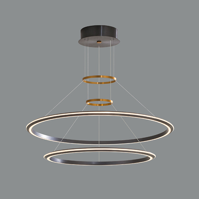 Modern Aluminum Chandelier Multi-Layer Circle 2 Lights Chandelier Pendant Lamps for Living Room