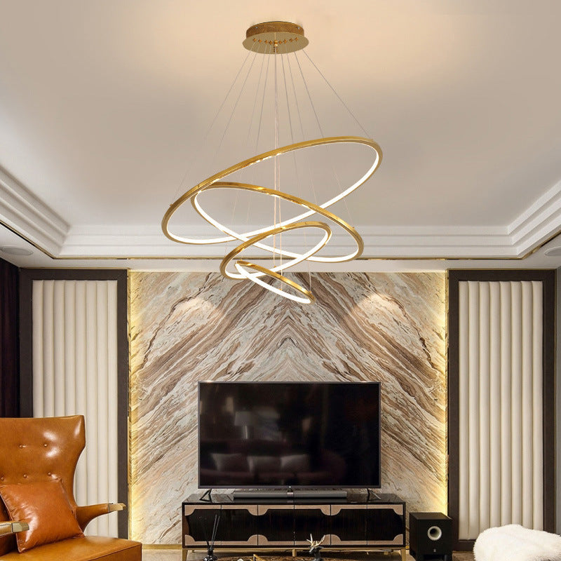 Modern Metal Chandelier Multi-Layer Circle Chandelier Pendant Lamps in Gold for Living Room