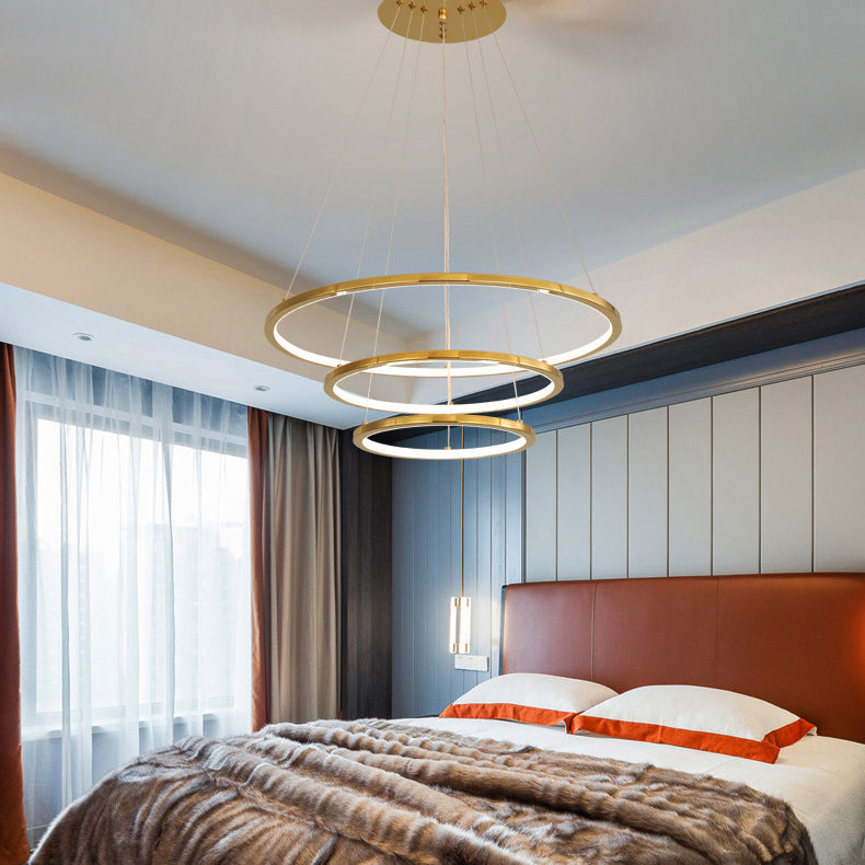 Modern Metal Chandelier Multi-Layer Circle Chandelier Pendant Lamps in Gold for Living Room
