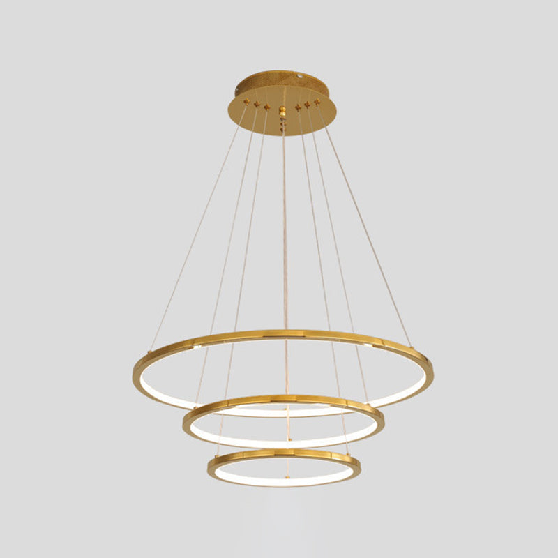 Modern Metal Chandelier Multi-Layer Circle Chandelier Pendant Lamps in Gold for Living Room