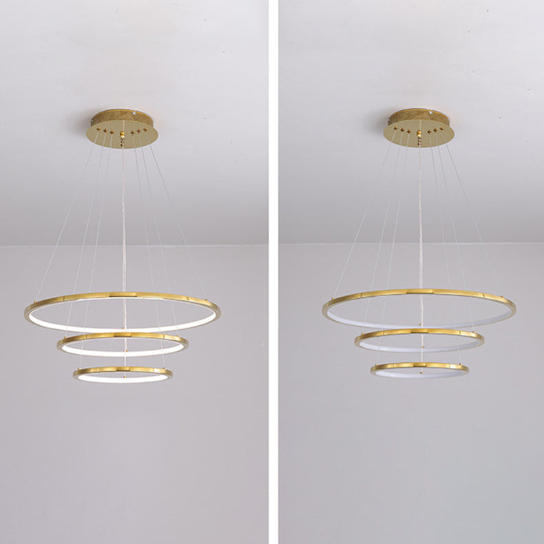 Modern Metal Chandelier Multi-Layer Circle Chandelier Pendant Lamps in Gold for Living Room