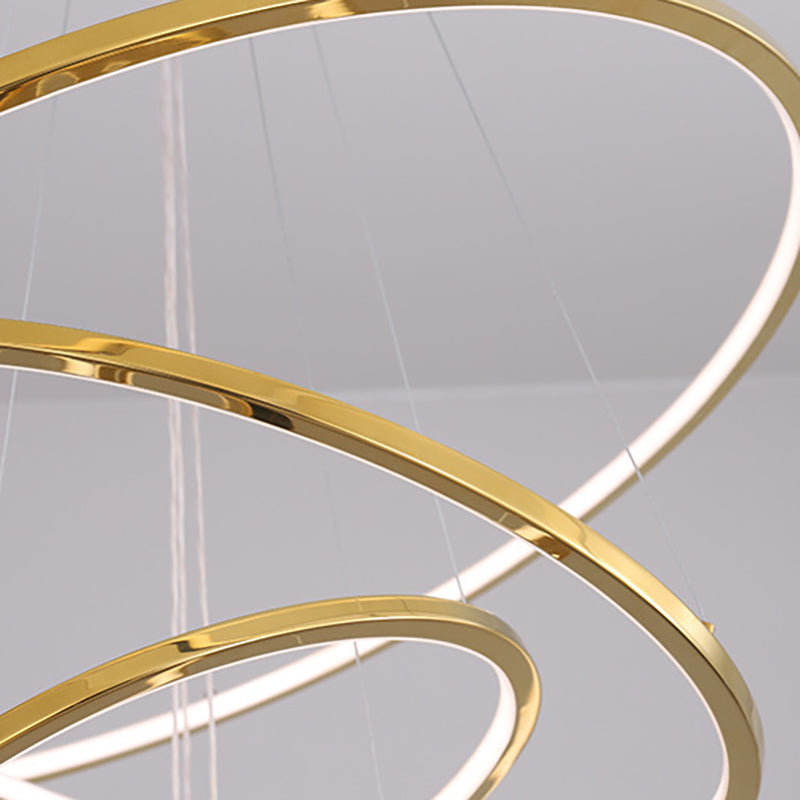 Modern Metal Chandelier Multi-Layer Circle Chandelier Pendant Lamps in Gold for Living Room