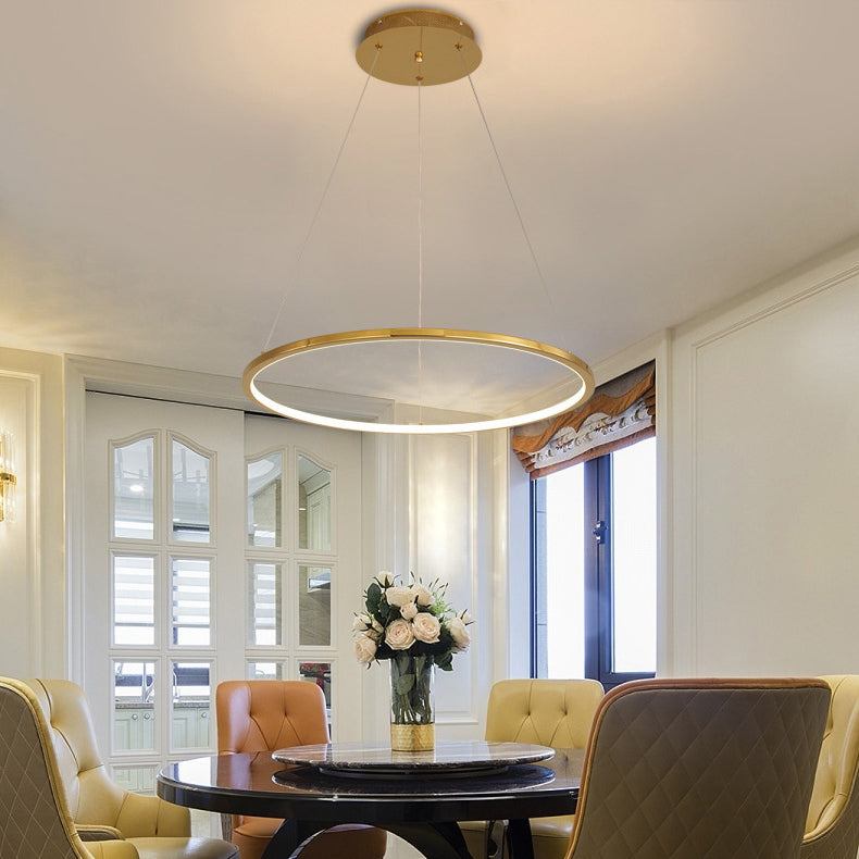 Modern Metal Chandelier Multi-Layer Circle Chandelier Pendant Lamps in Gold for Living Room