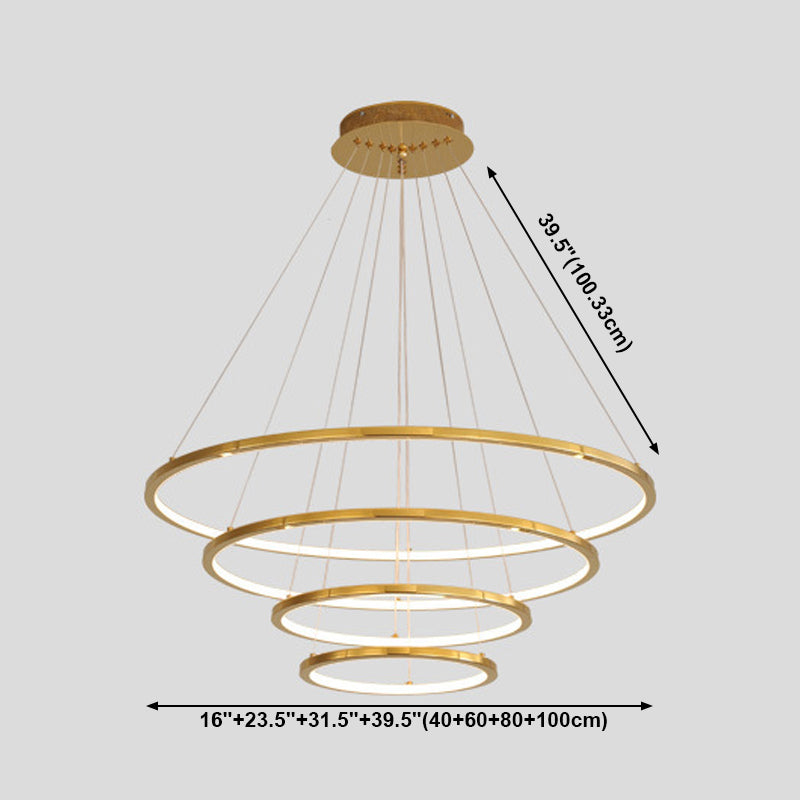 Modern Metal Chandelier Multi-Layer Circle Chandelier Pendant Lamps in Gold for Living Room