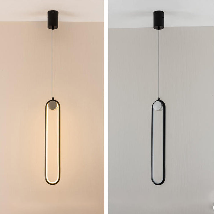 Luce a sospensione a LED in stile moderno 1 luce ovale in metallo lampada appesa per letto