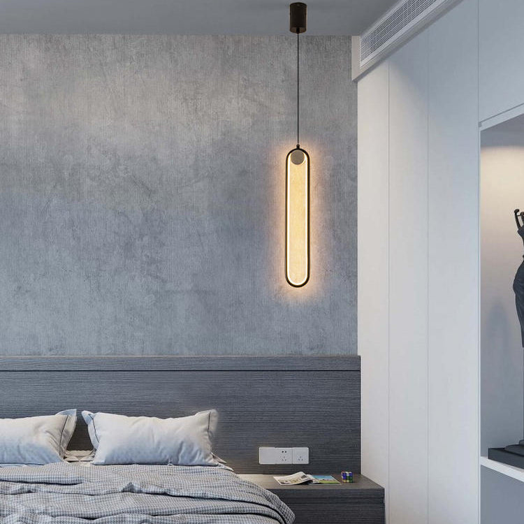 Moderne stijl led hanglamp 1 licht ovaal metaalhanglicht voor bed voor het bed