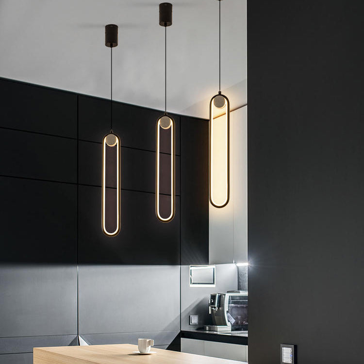 Moderne stijl led hanglamp 1 licht ovaal metaalhanglicht voor bed voor het bed