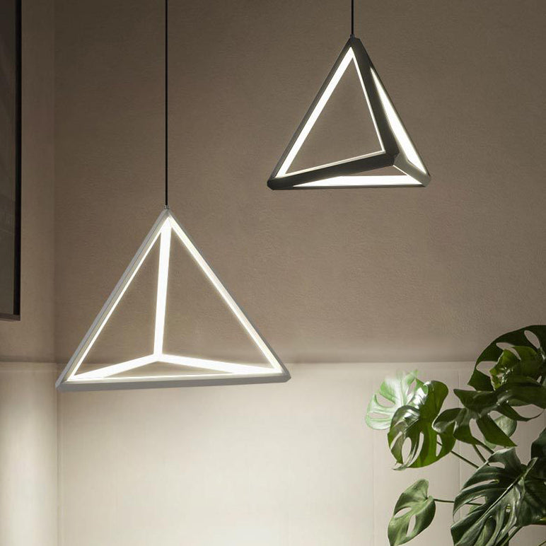 Driehoek hanger lamp hedendaagse stijl lineaire vorm metallic hangend licht