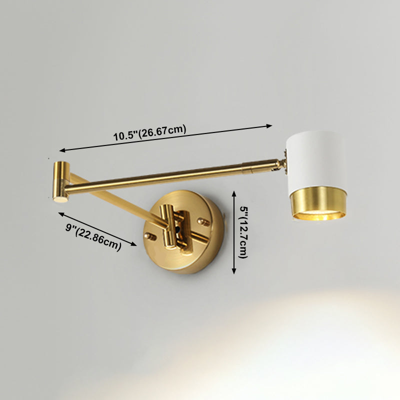 Moderna pared ajustable aplastante de una cabeza de lámpara montada en la pared de metal para sala de estar