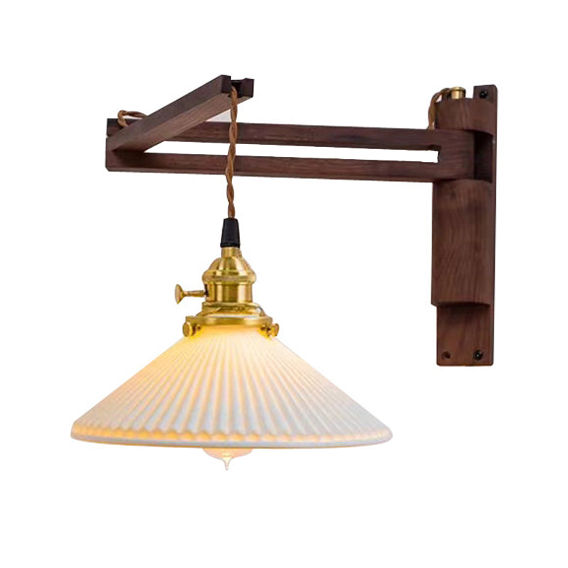 Simplicidad contemporánea Luz de pared de brazo ajustable ajustable con sombra de cerámica