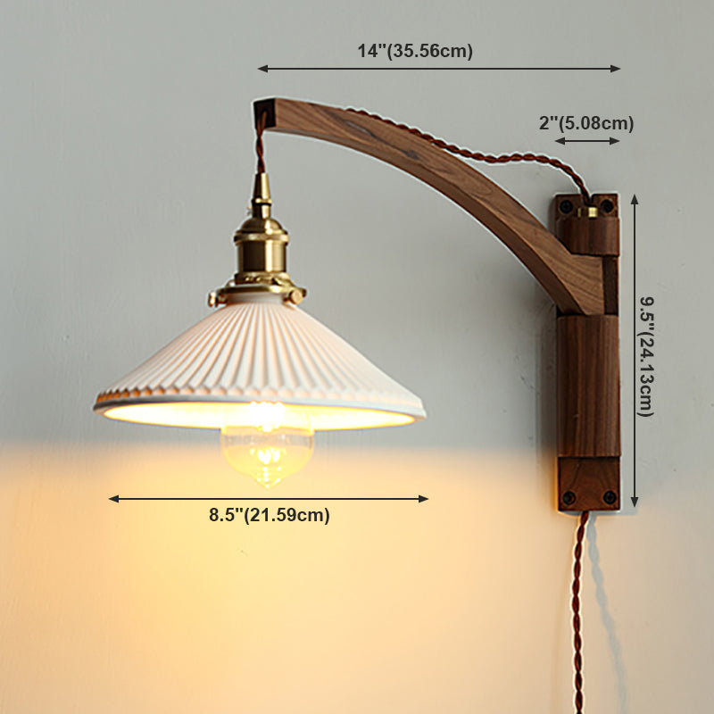 Simplicidad contemporánea Luz de pared de brazo ajustable ajustable con sombra de cerámica