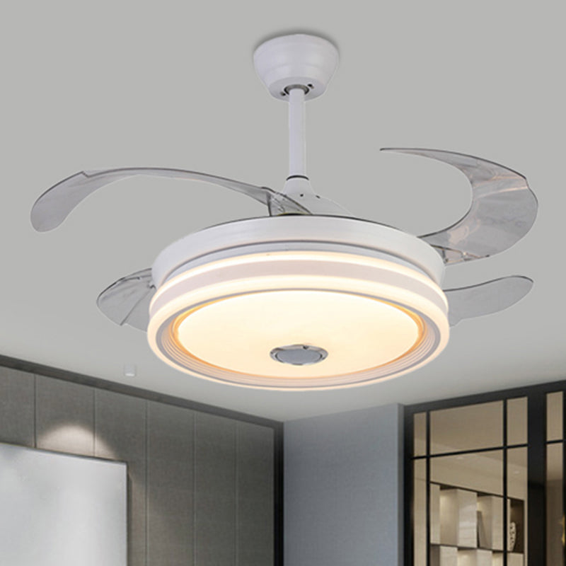 Lámpara de ventilador colgante redondo de 42 "de ancho de 42" de ancho de 42 "Lighting Semi Flush Mounting de dormitorio moderno con 8 cuchillas, control remoto/conversión de frecuencia y control remoto