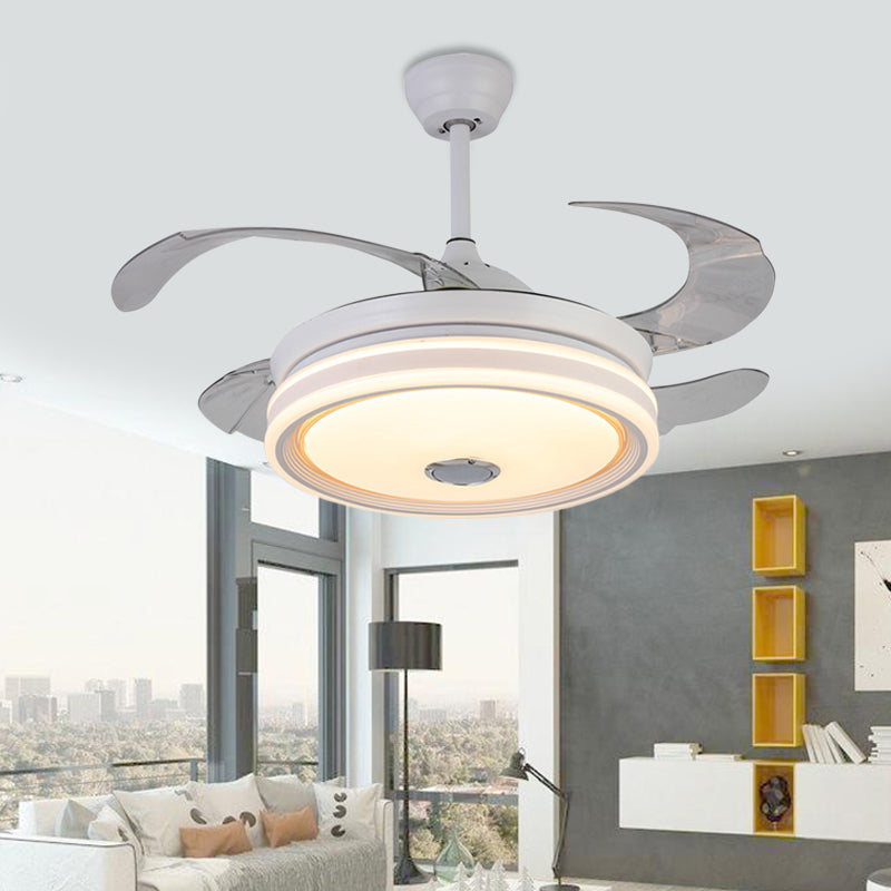 42 "" De large blanc rond suspendu lampe à fans moderne LED MODED LEMPUR MONT ÉCLAINEMENT avec 8 lames, télécommande / conversion de fréquence et télécommande