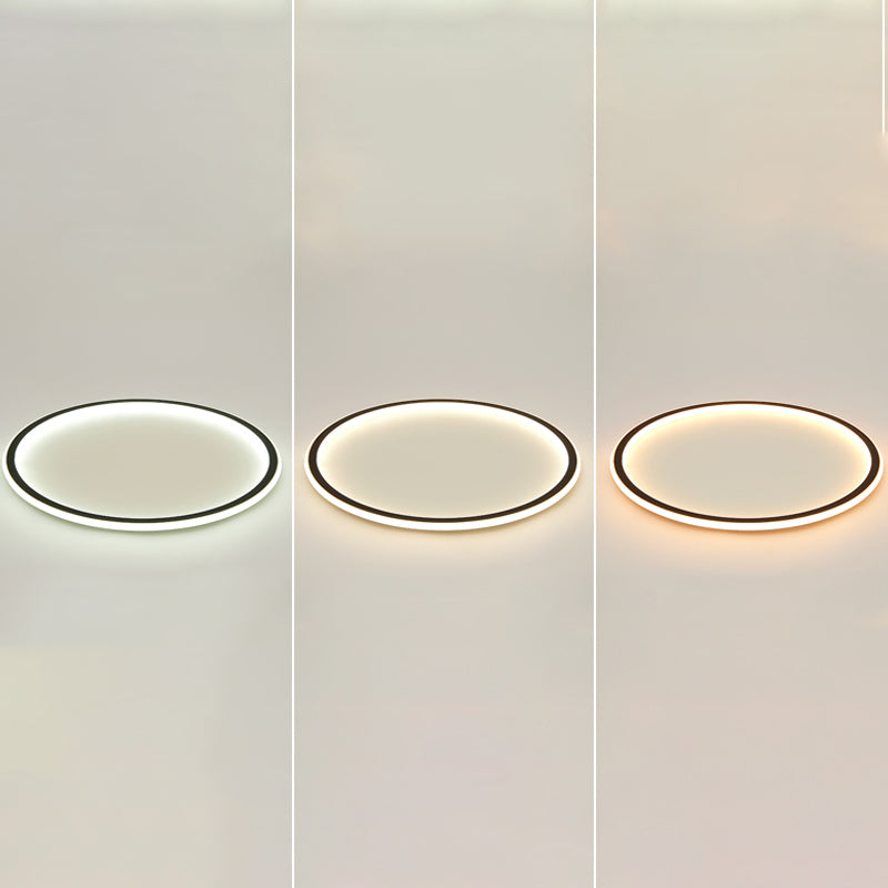 Plafonnier LED en aluminium noir, lampe moderne à montage encastré pour salon