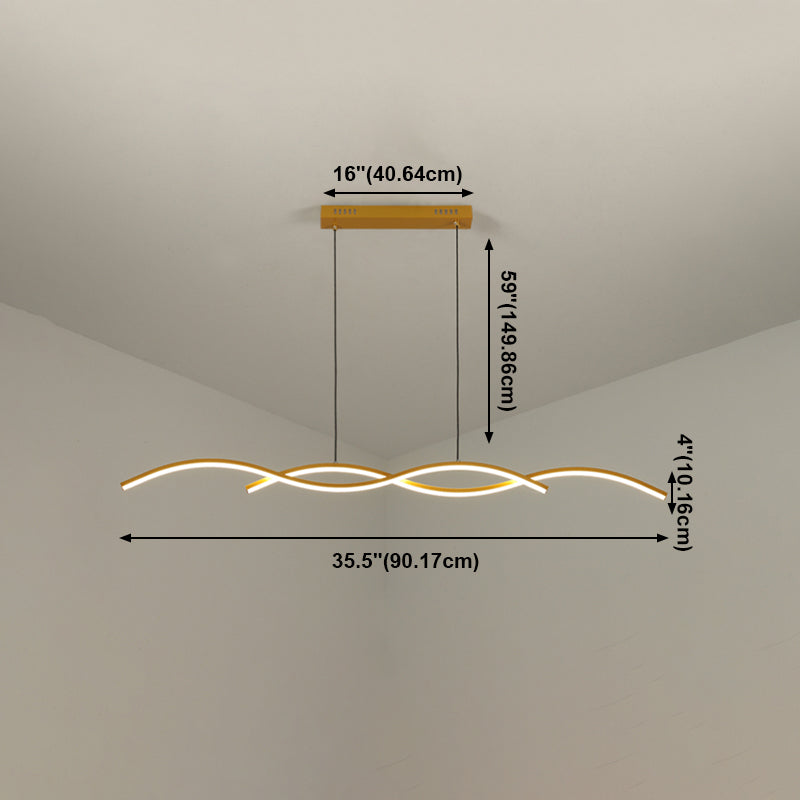 Lámpara de isla LED de comedor de estilo LED moderno lámpara colgante de comedor ondulado