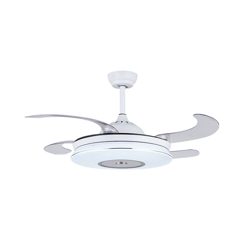 Éclair de ventilateur de plafond LED de 36 "W Blanc Minimalisme minimalisme en métal Éclairage semi-monte en métal avec 4 lames pour le salon, télécommande / mur / télécommande et contrôle mural
