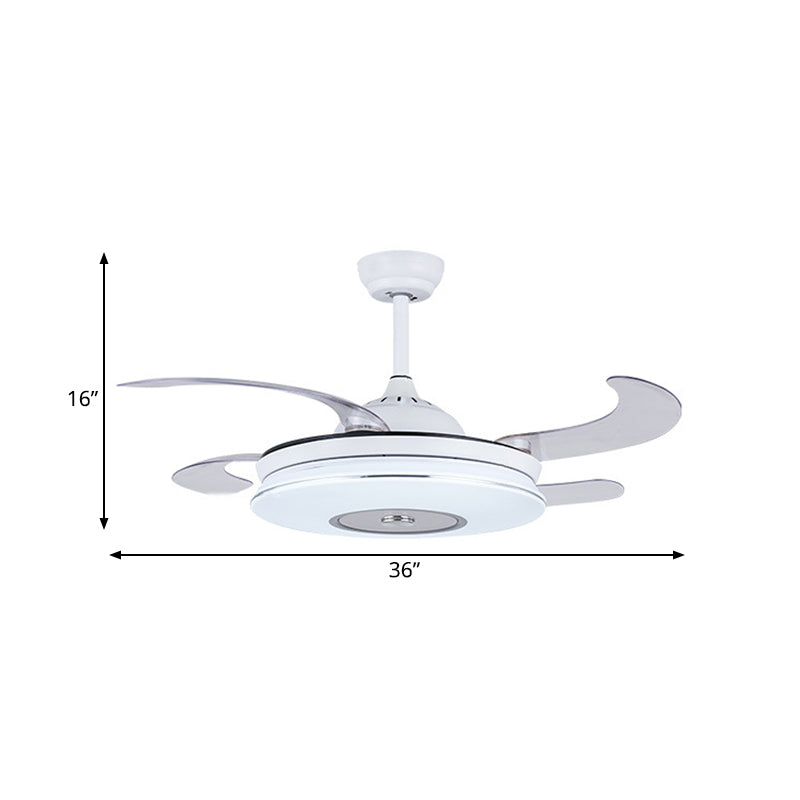Éclair de ventilateur de plafond LED de 36 "W Blanc Minimalisme minimalisme en métal Éclairage semi-monte en métal avec 4 lames pour le salon, télécommande / mur / télécommande et contrôle mural