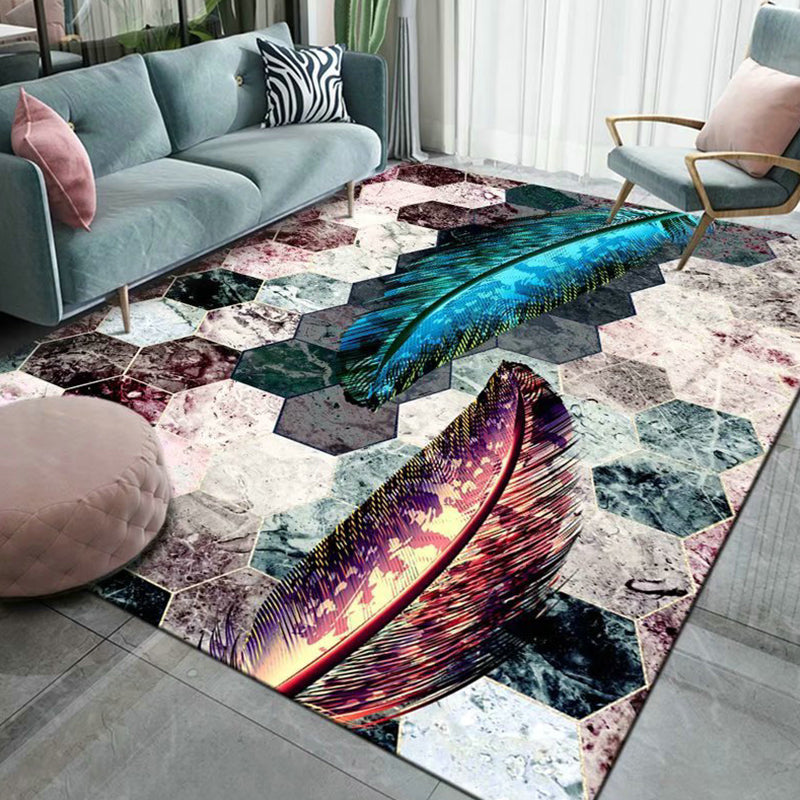 Gouden Feather Rug Polyester Nieuwigheid Rug Stain Resistant Tap voor woonkamer