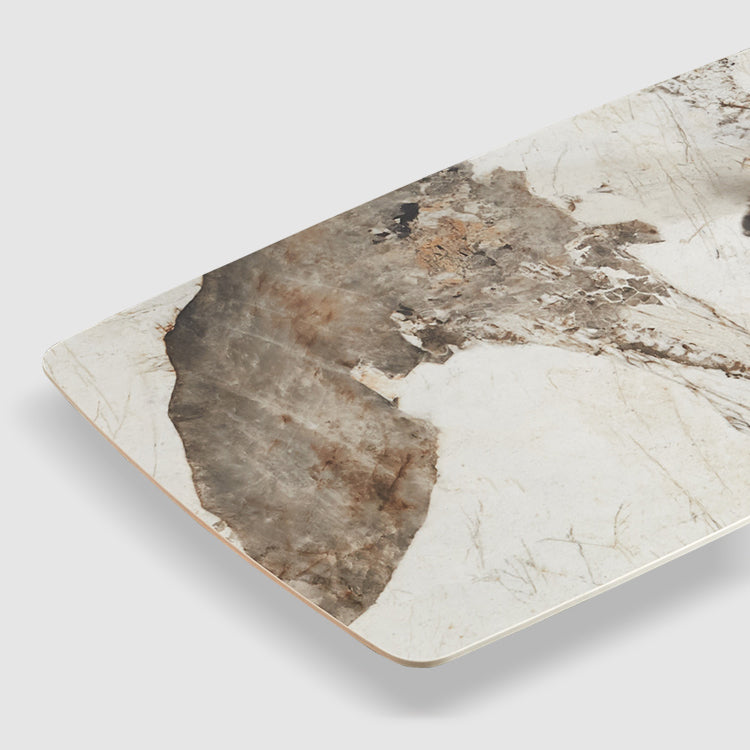 Glam Sintered Stone Top Standard Dining Table Rectangle Shape Dining Table for Kitchen
