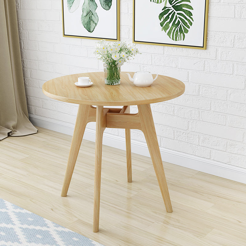 Round Modern Dining Table Wood Color Fixed Table with Ashwood Solid Wood