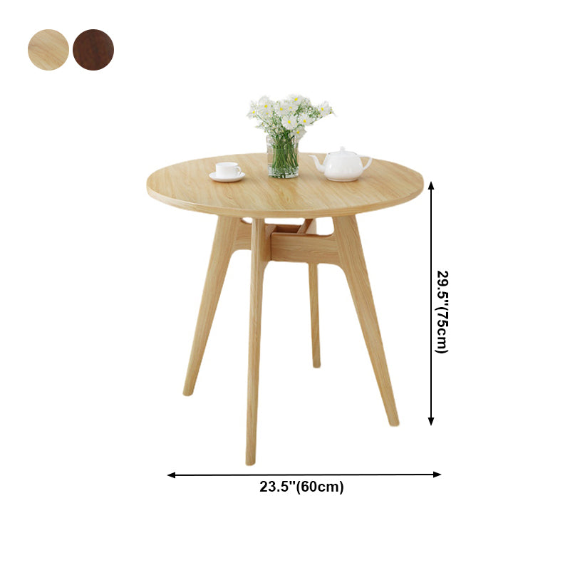Round Modern Dining Table Wood Color Fixed Table with Ashwood Solid Wood