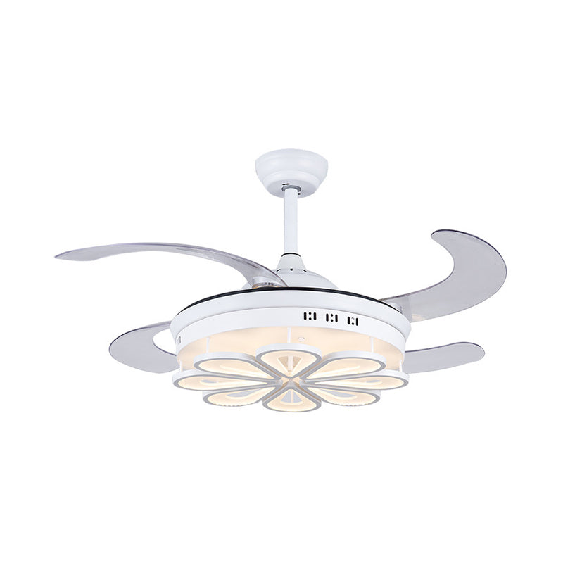 42 "Breedte moderne ring plafondventilator lamp led acryl semi spoellamp in wit met 4 heldere messen voor woonkamer