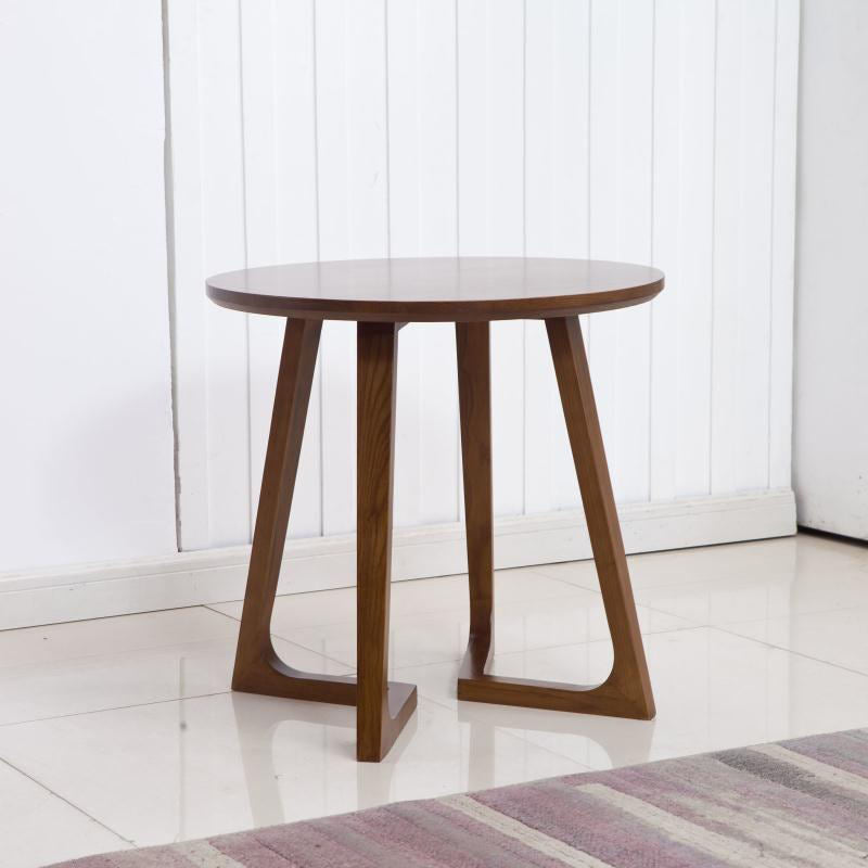 Round Wood Color Dining Table Ash Solid Wood Table Modern with Double Pedestal