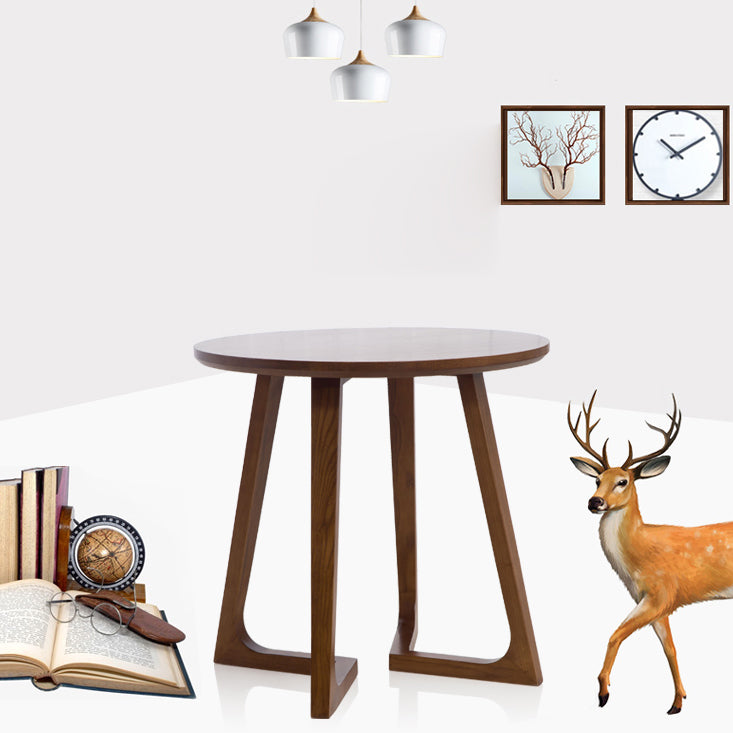 Round Wood Color Dining Table Ash Solid Wood Table Modern with Double Pedestal