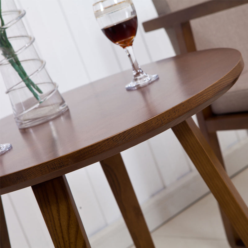 Round Wood Color Dining Table Ash Solid Wood Table Modern with Double Pedestal