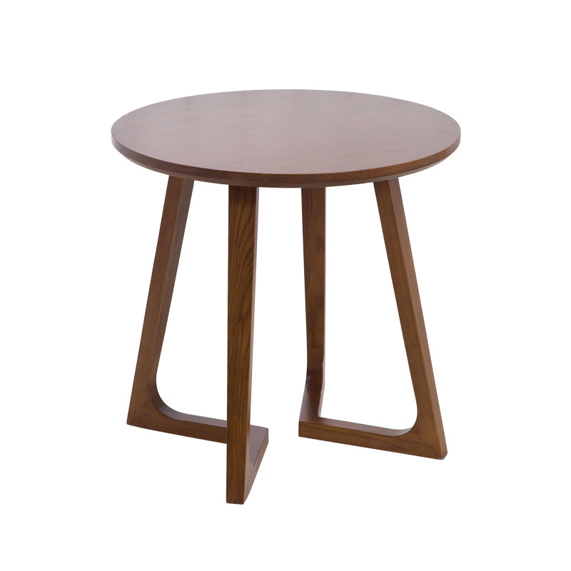 Round Wood Color Dining Table Ash Solid Wood Table Modern with Double Pedestal