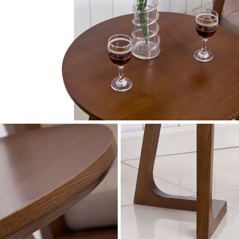 Round Wood Color Dining Table Ash Solid Wood Table Modern with Double Pedestal