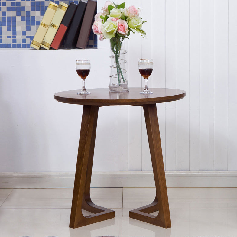 Round Wood Color Dining Table Ash Solid Wood Table Modern with Double Pedestal