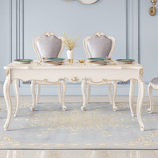 Rectangle Shape White Tone Dining Table Victoria 4 Legs Table for Dining Room