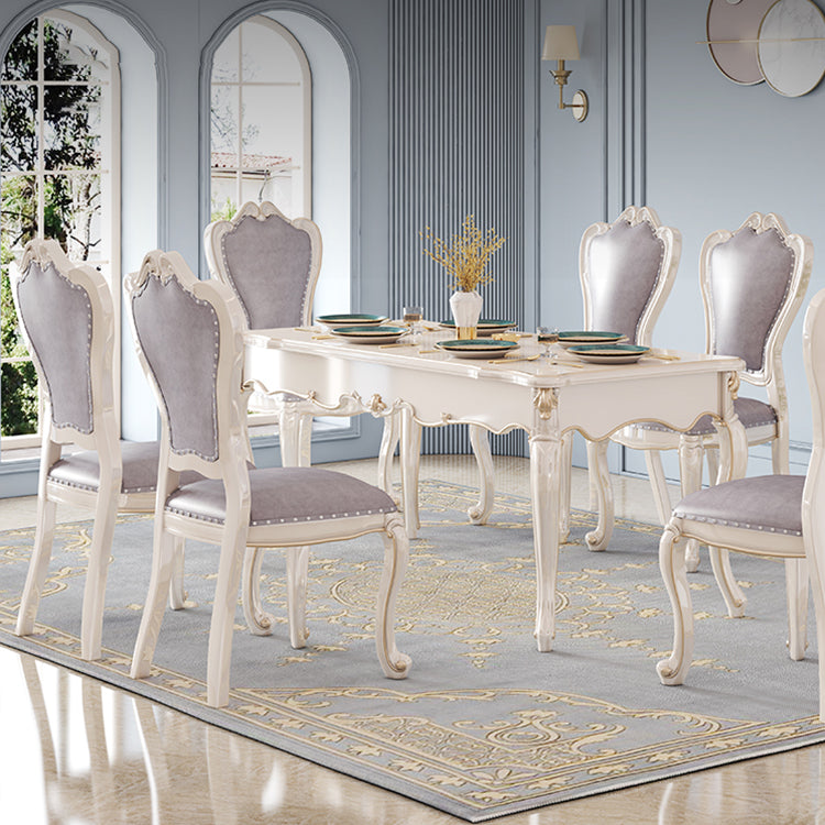 Rectangle Shape White Tone Dining Table Victoria 4 Legs Table for Dining Room