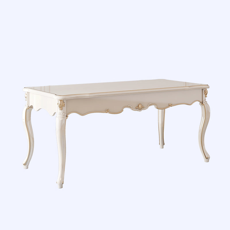 Rectangle Shape White Tone Dining Table Victoria 4 Legs Table for Dining Room
