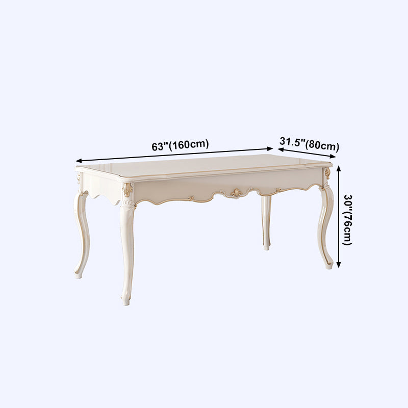 Rectangle Shape White Tone Dining Table Victoria 4 Legs Table for Dining Room