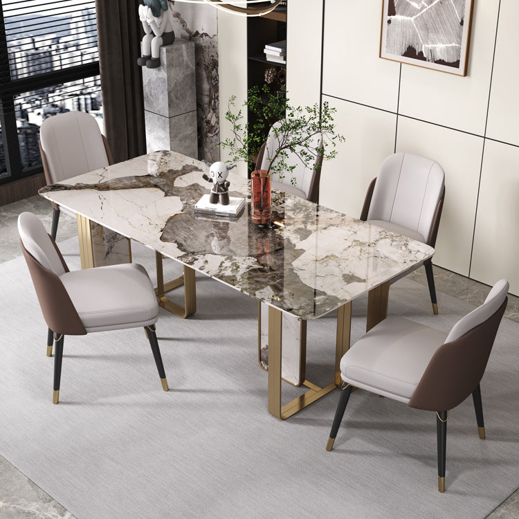 Rectangle Stainless Steel Dining Site Table Traditional Luxury Dinette Table for Home