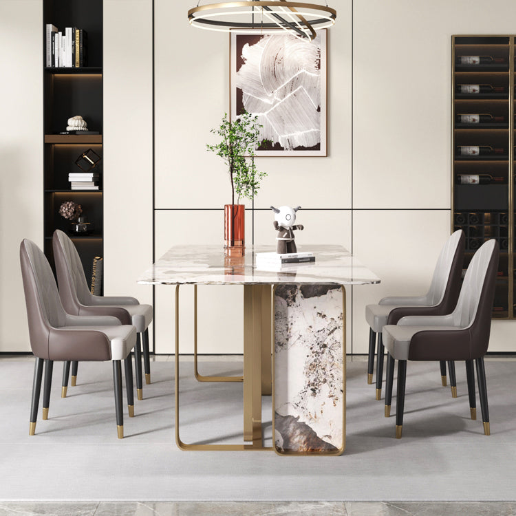 Rectangle Stainless Steel Dining Site Table Traditional Luxury Dinette Table for Home