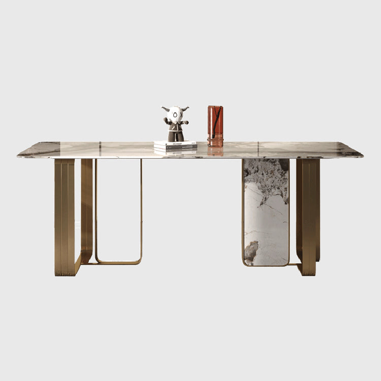 Rectangle Stainless Steel Dining Site Table Traditional Luxury Dinette Table for Home
