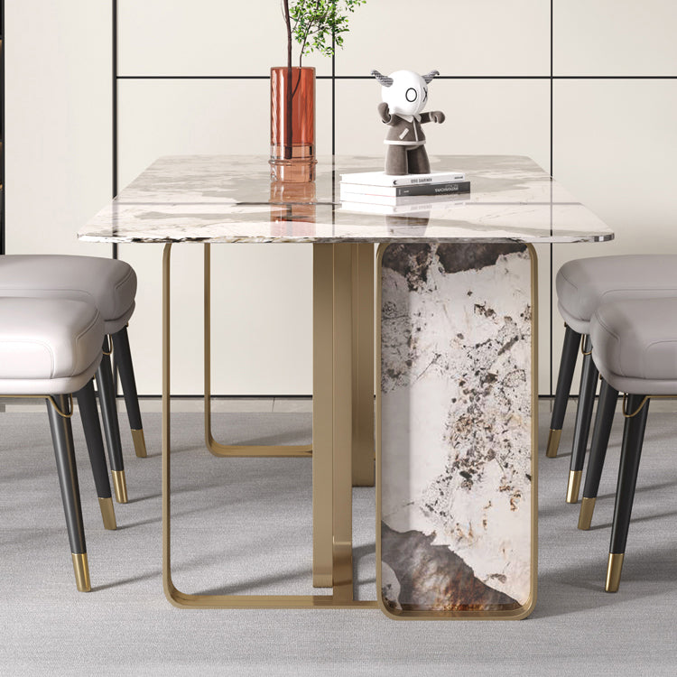 Rectangle Stainless Steel Dining Site Table Traditional Luxury Dinette Table for Home