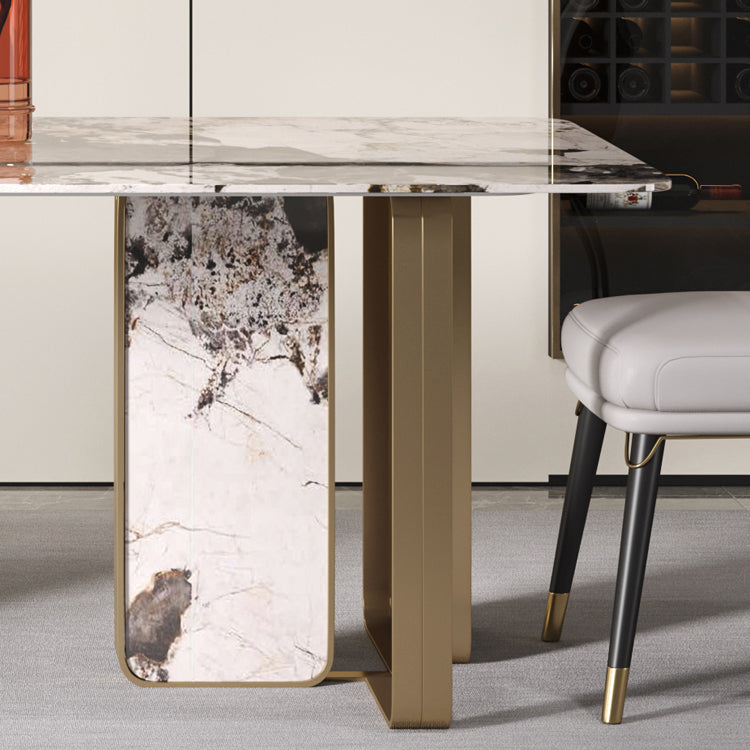Rectangle Stainless Steel Dining Site Table Traditional Luxury Dinette Table for Home