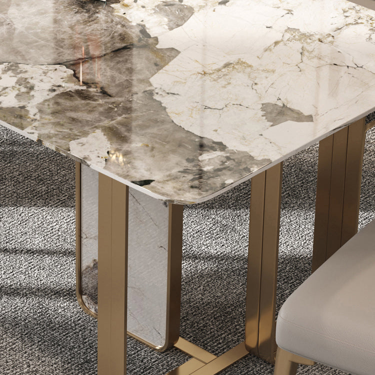 Rectangle Stainless Steel Dining Site Table Traditional Luxury Dinette Table for Home
