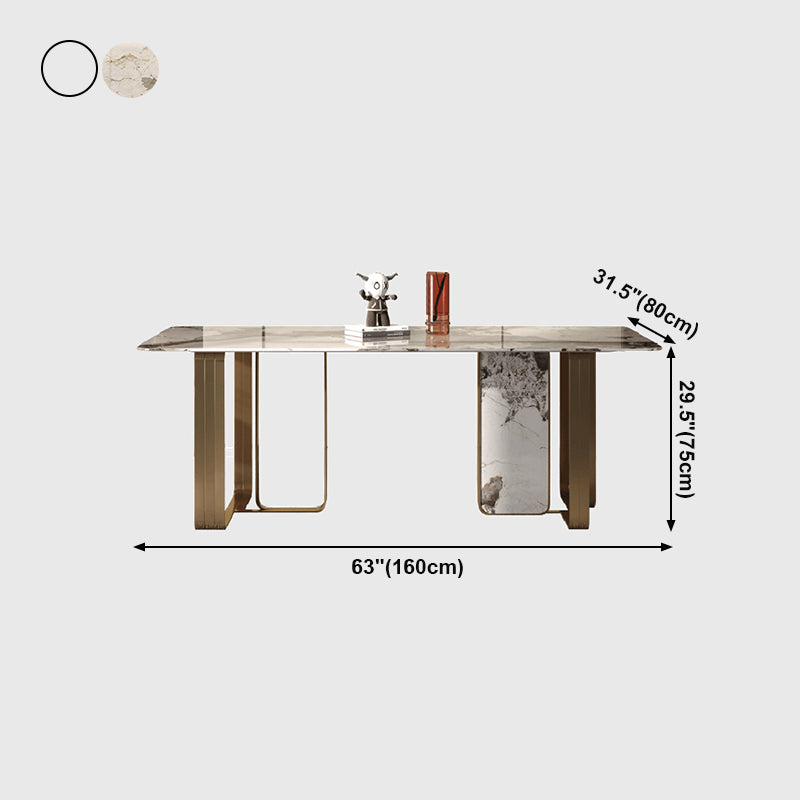Rectangle Stainless Steel Dining Site Table Traditional Luxury Dinette Table for Home