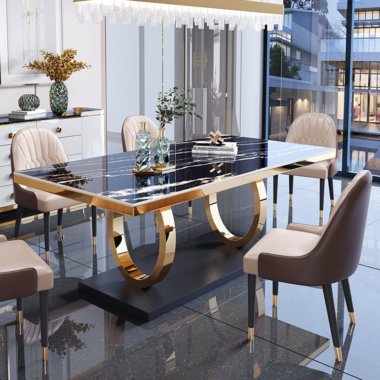 Traditional Luxury Rectangle Dining Table Stainless Steel Table for Dining Room