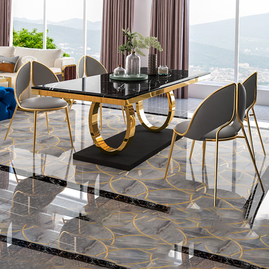 Traditional Luxury Rectangle Dining Table Stainless Steel Table for Dining Room
