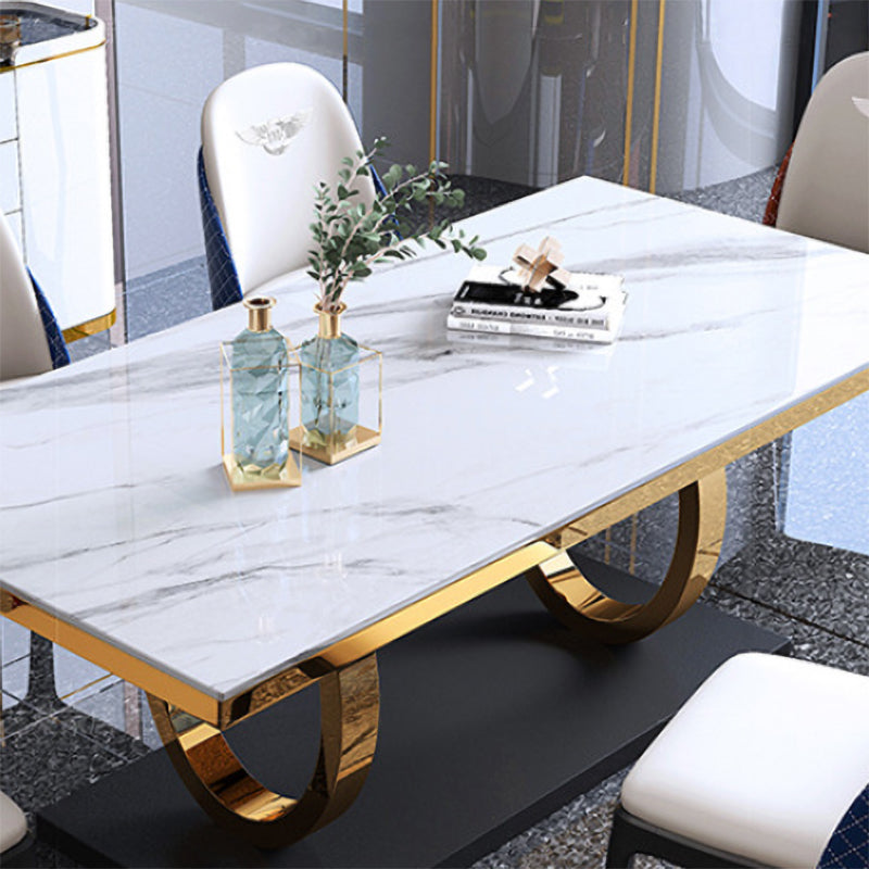 Traditional Luxury Rectangle Dining Table Stainless Steel Table for Dining Room